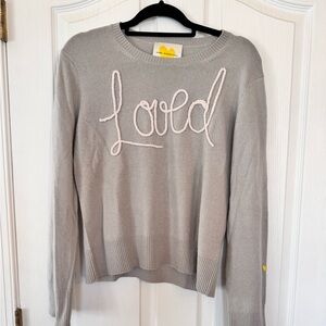 Kerri Rosenthal  Gray 'Loved' Embroidered Cashmere  Sweater Size Medium